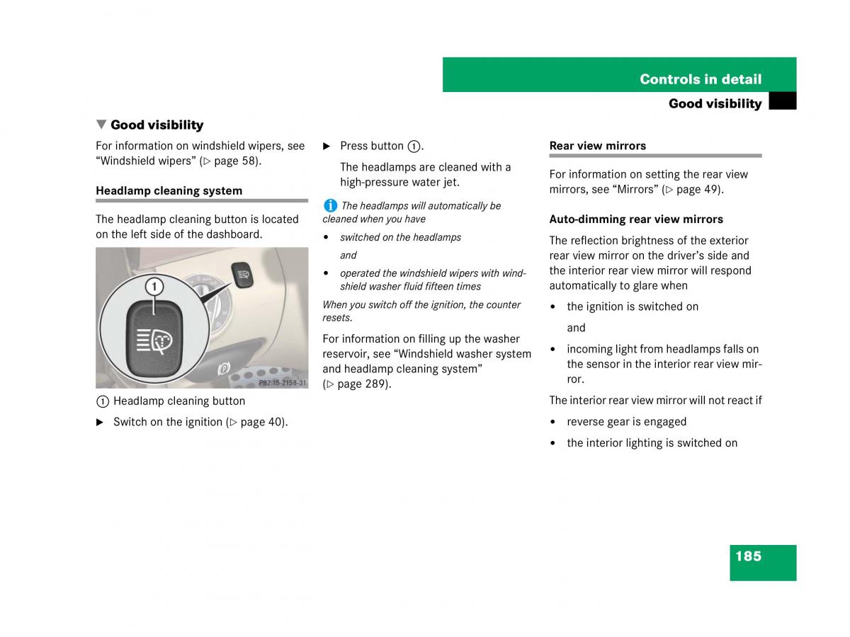 Mercedes Benz SL R230 owners manual / page 186