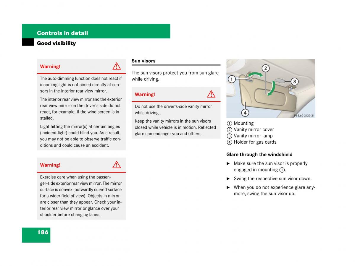 Mercedes Benz SL R230 owners manual / page 187