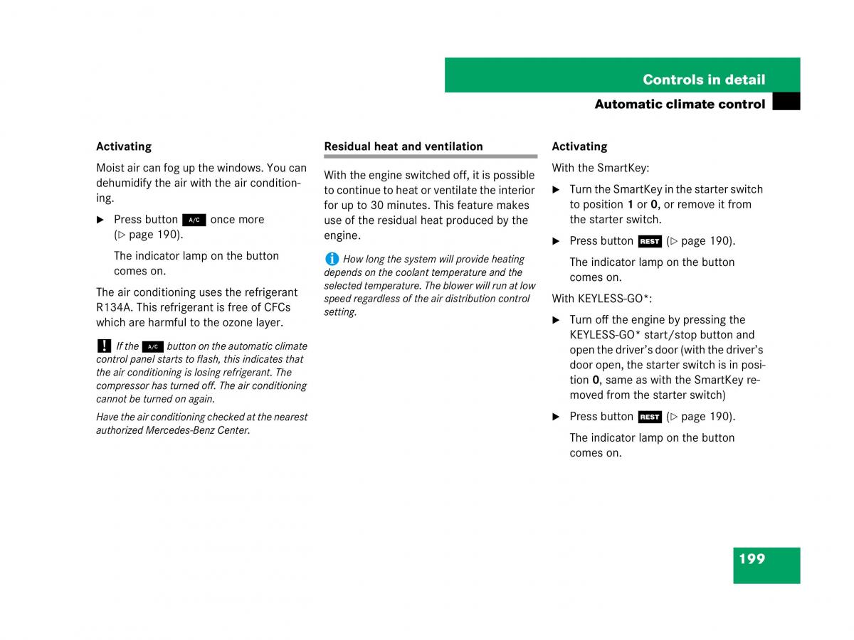 Mercedes Benz SL R230 owners manual / page 200