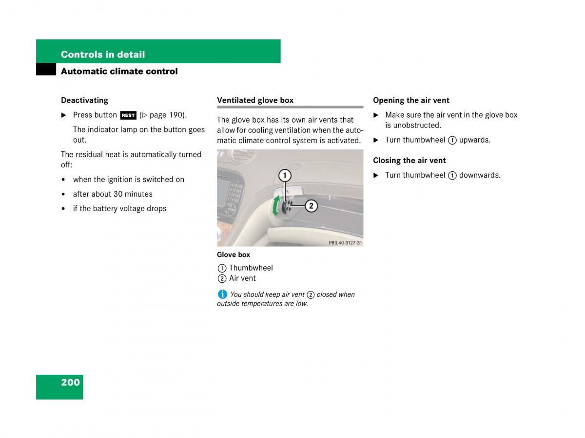 Mercedes Benz SL R230 owners manual / page 201