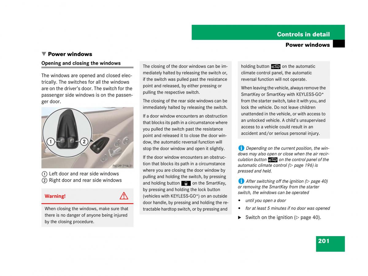 Mercedes Benz SL R230 owners manual / page 202