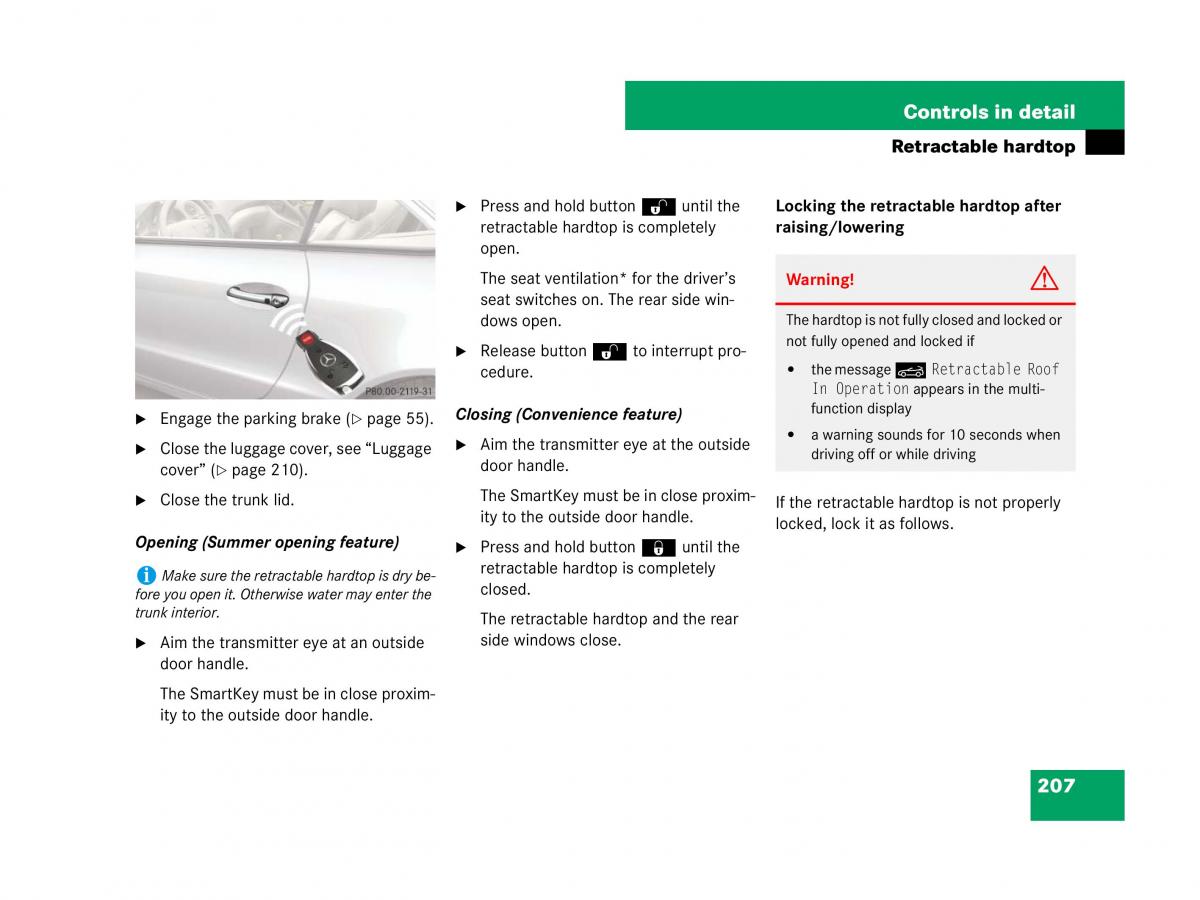 Mercedes Benz SL R230 owners manual / page 208