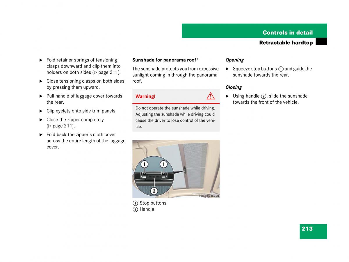 Mercedes Benz SL R230 owners manual / page 214