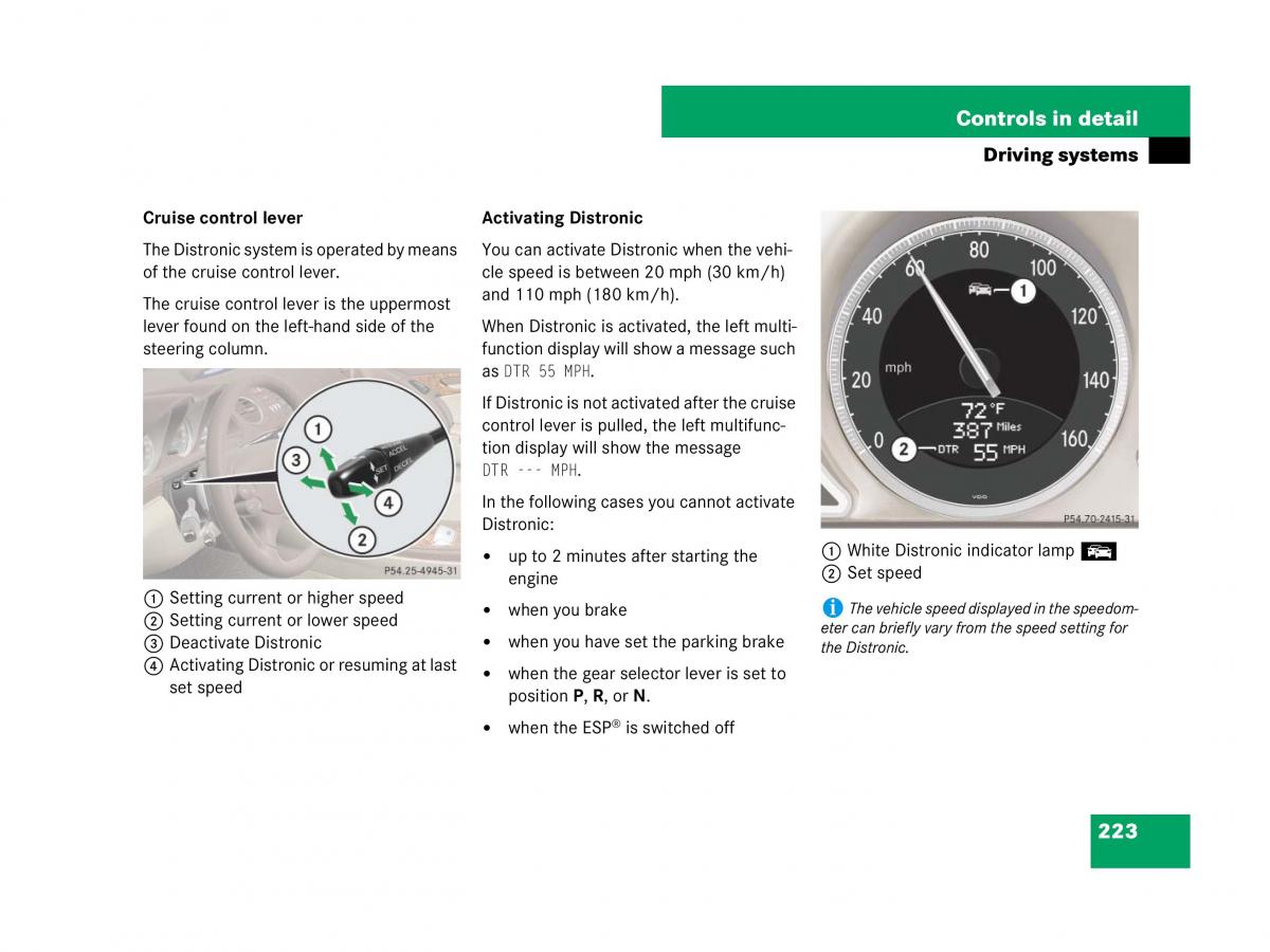 Mercedes Benz SL R230 owners manual / page 224