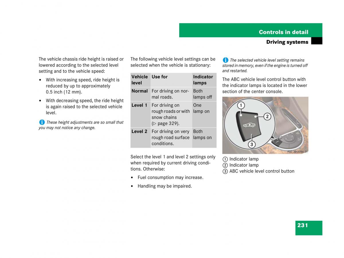 Mercedes Benz SL R230 owners manual / page 232