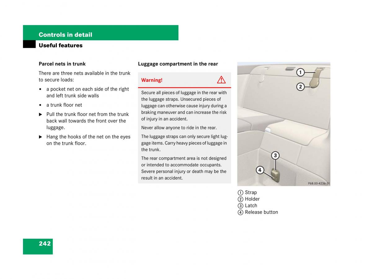 Mercedes Benz SL R230 owners manual / page 243