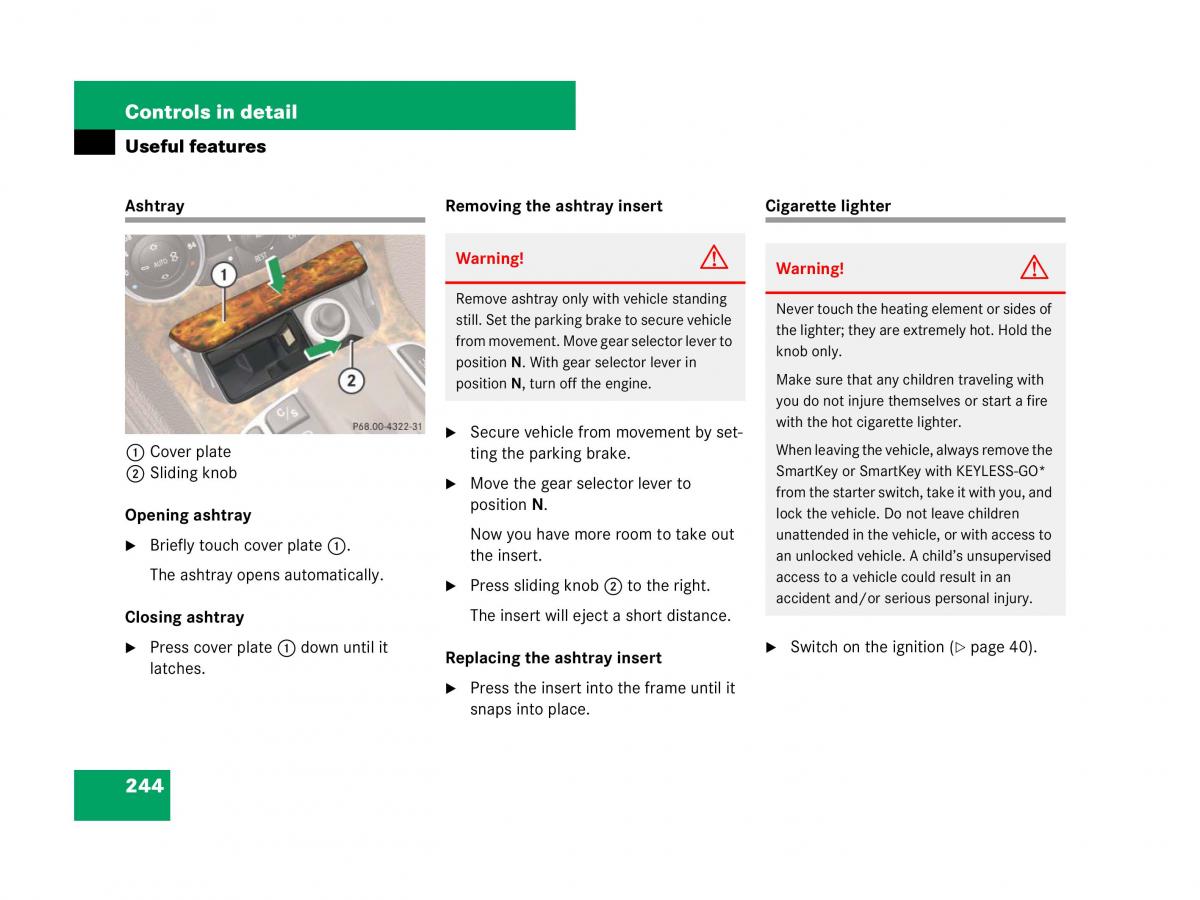 Mercedes Benz SL R230 owners manual / page 245