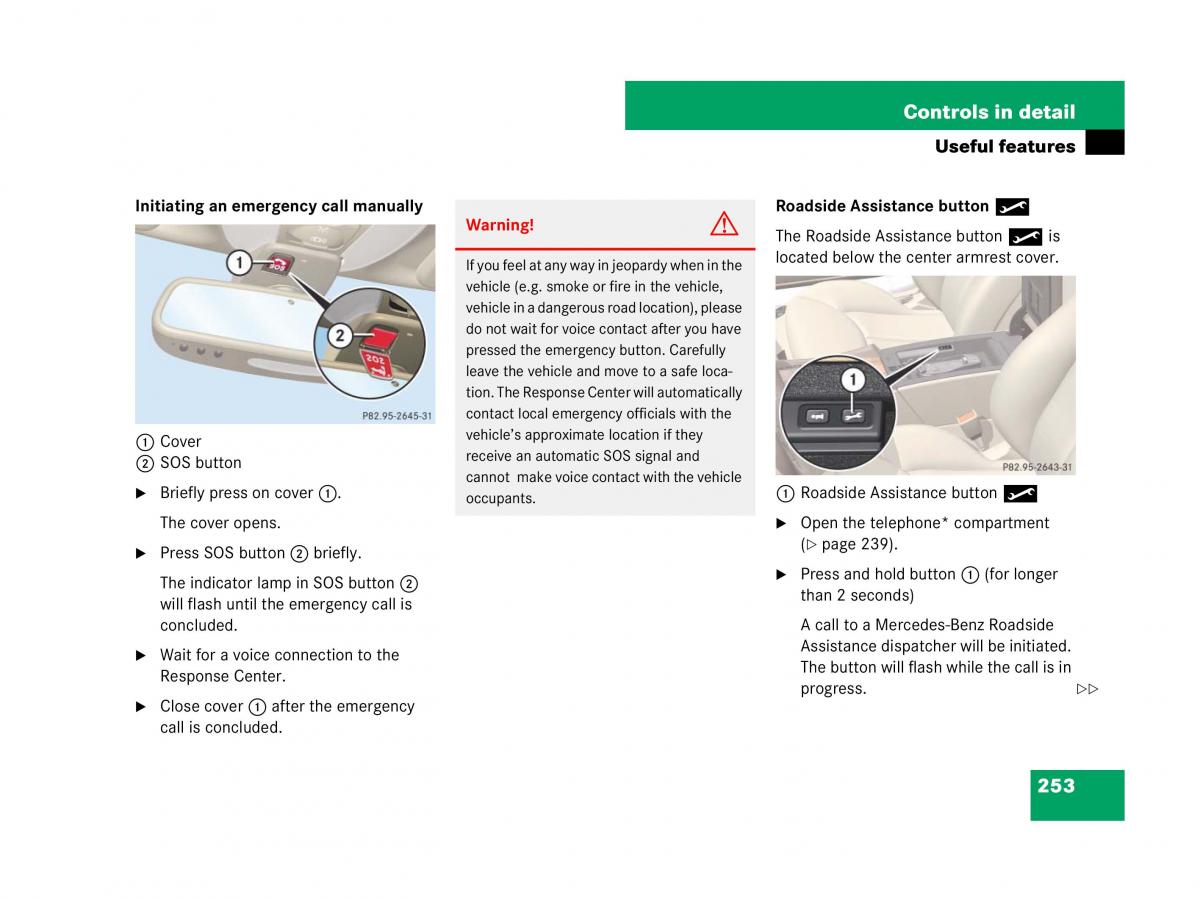 Mercedes Benz SL R230 owners manual / page 254