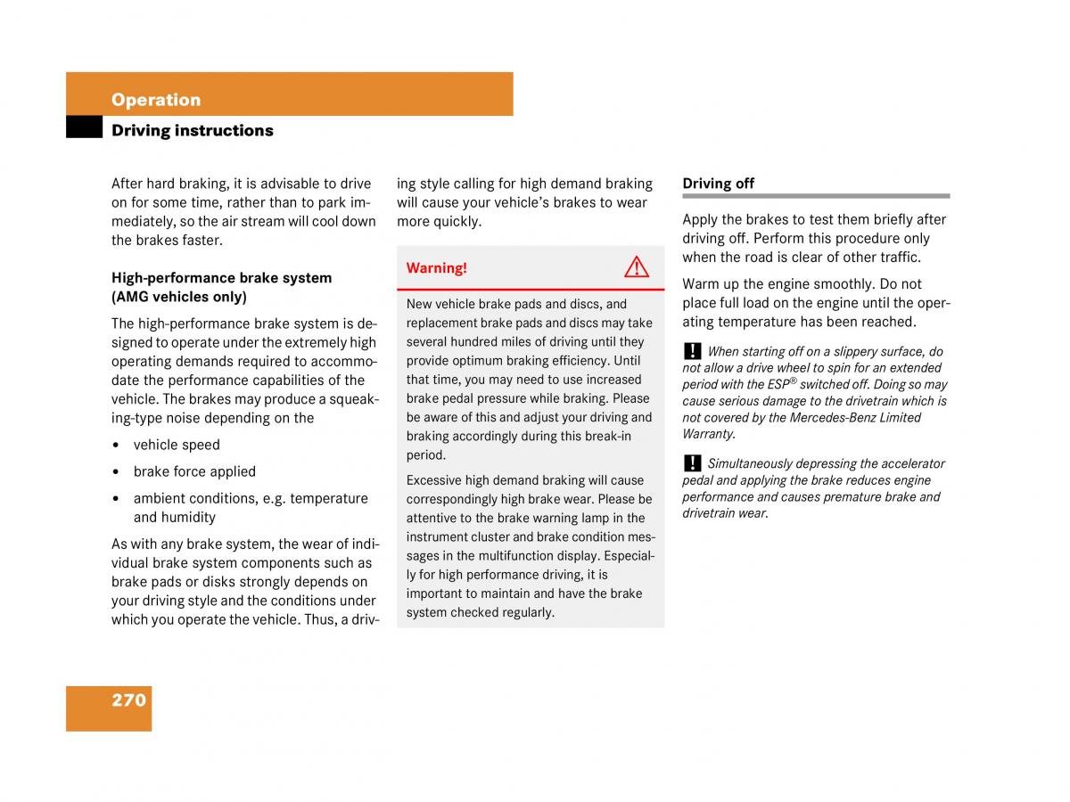 Mercedes Benz SL R230 owners manual / page 271