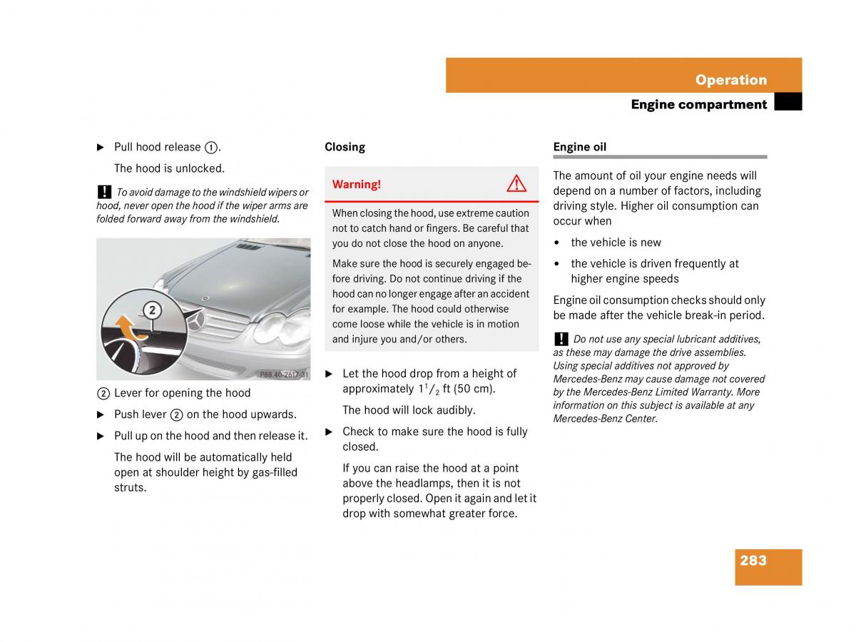 Mercedes Benz SL R230 owners manual / page 284