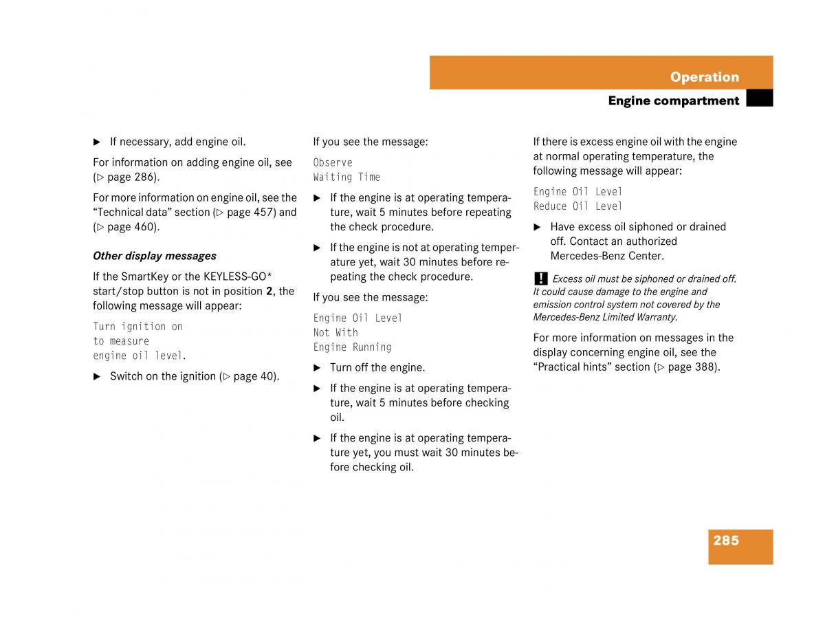 Mercedes Benz SL R230 owners manual / page 286