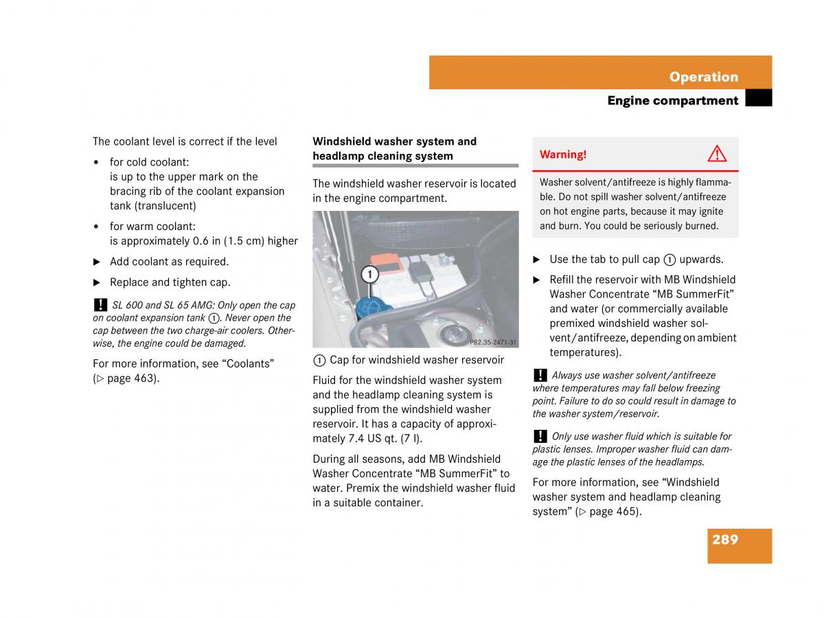 Mercedes Benz SL R230 owners manual / page 290