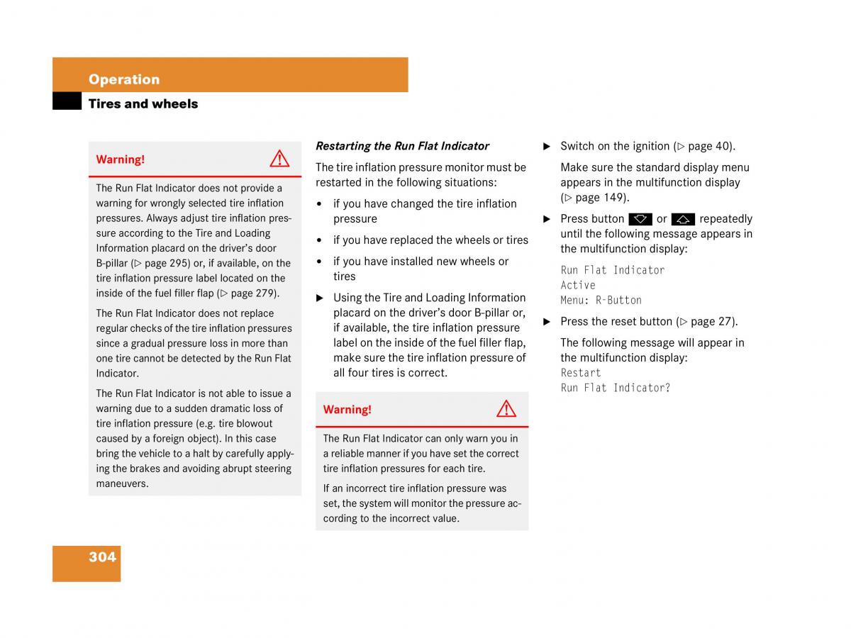 Mercedes Benz SL R230 owners manual / page 305