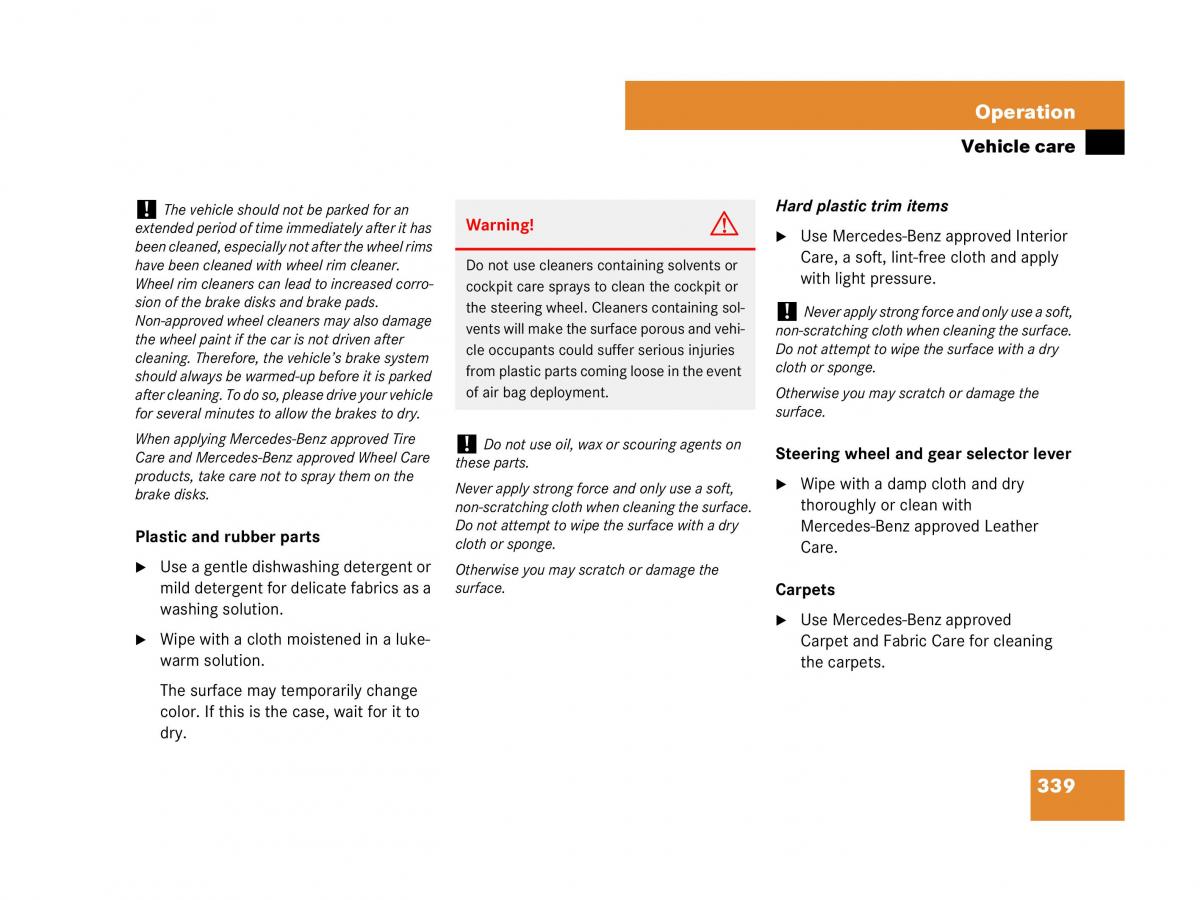 Mercedes Benz SL R230 owners manual / page 340