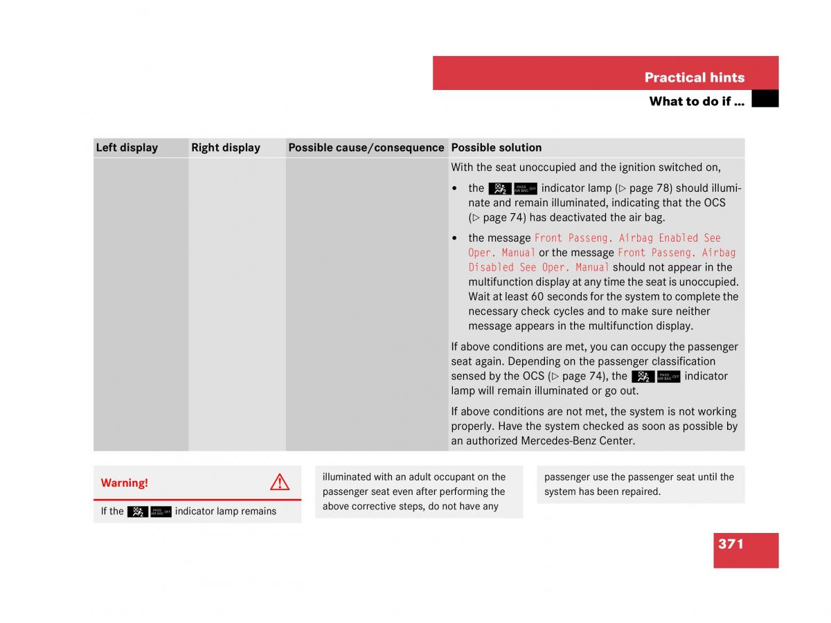 Mercedes Benz SL R230 owners manual / page 372