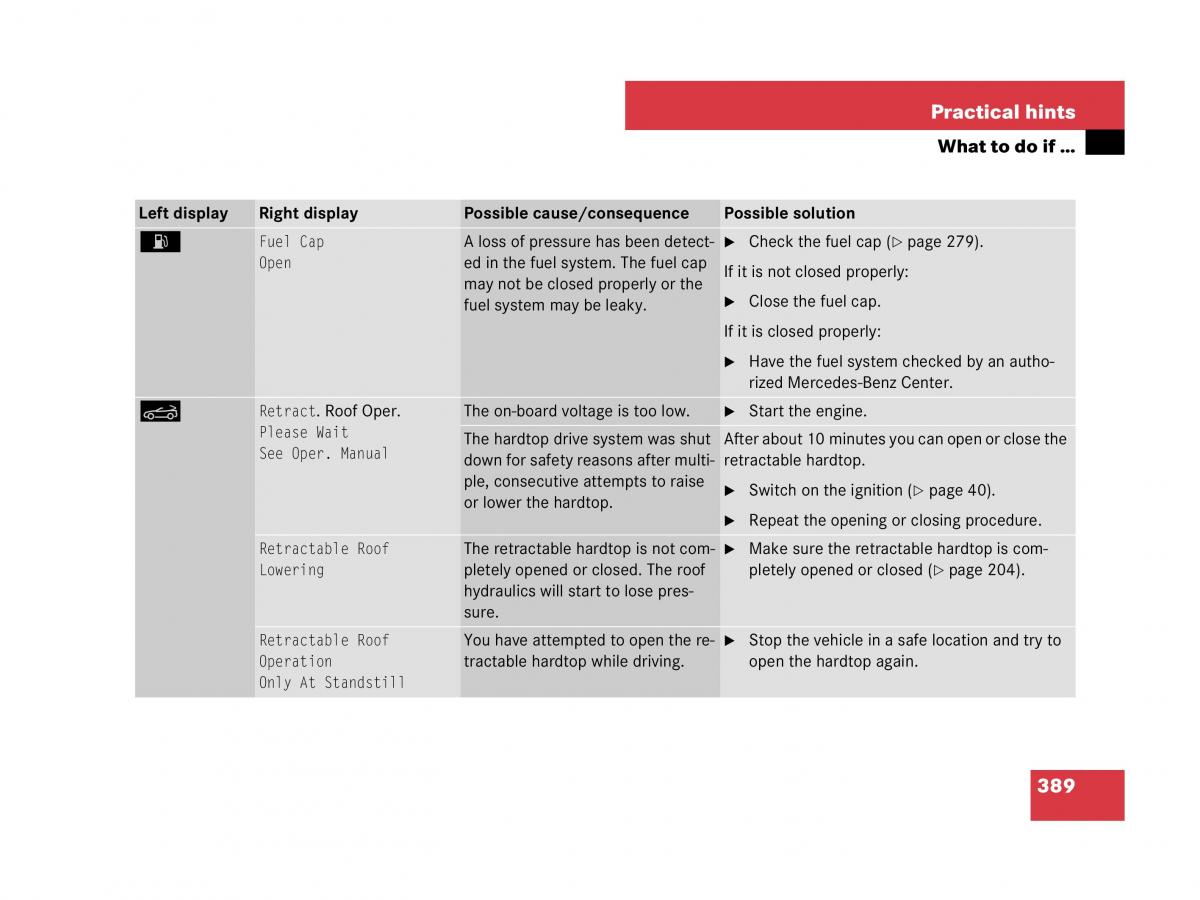 Mercedes Benz SL R230 owners manual / page 390