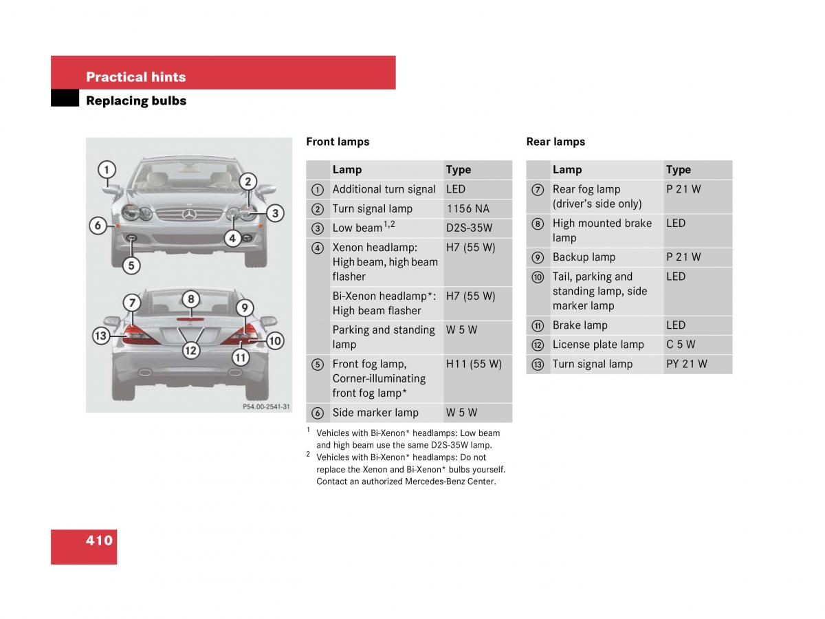 Mercedes Benz SL R230 owners manual / page 411