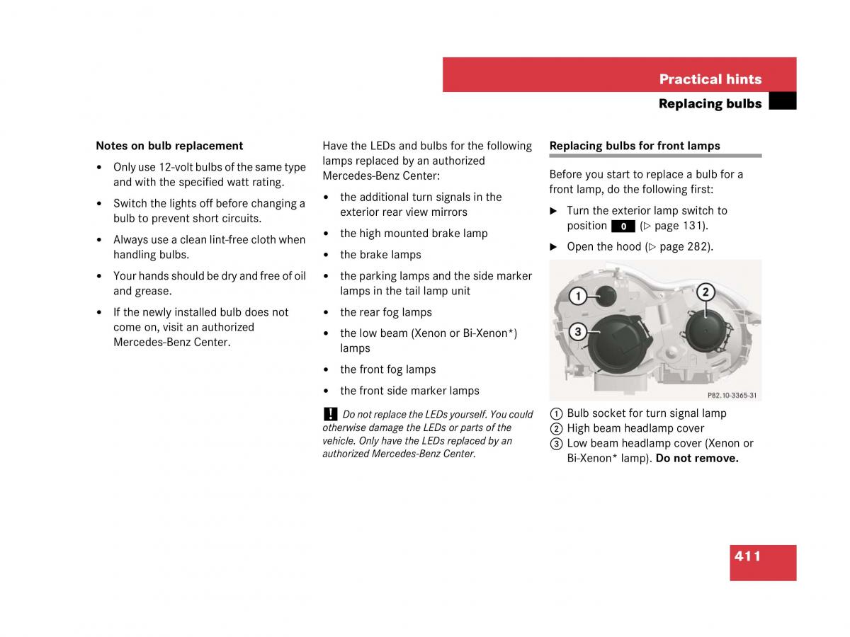 Mercedes Benz SL R230 owners manual / page 412