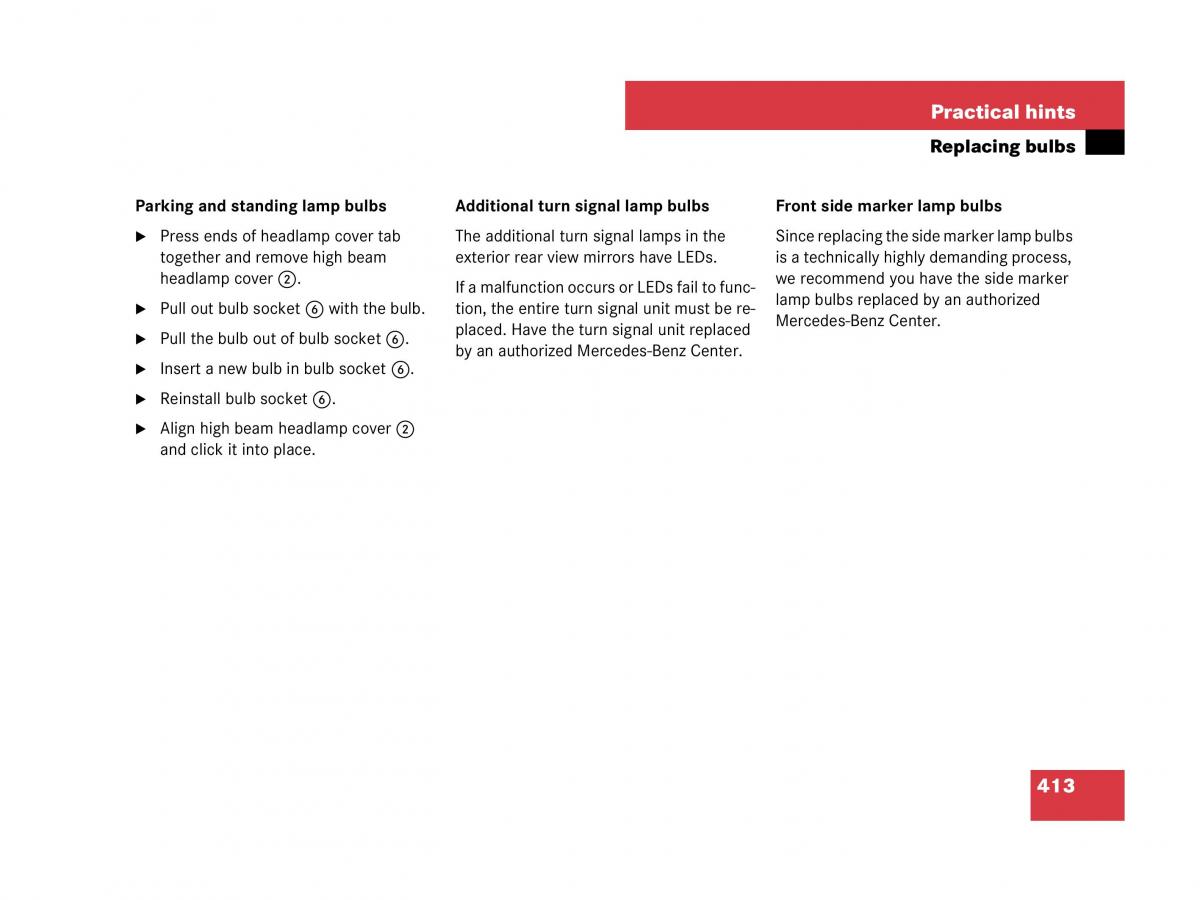 Mercedes Benz SL R230 owners manual / page 414