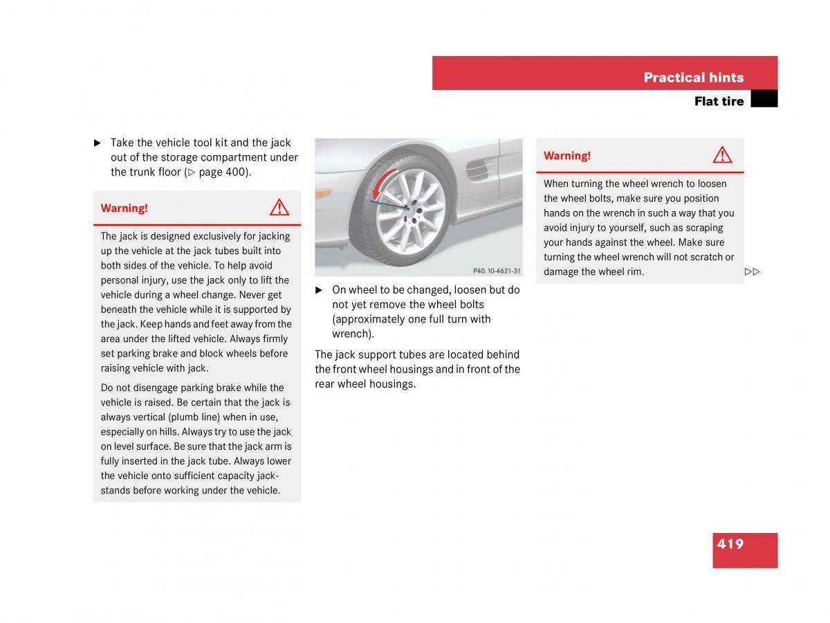 Mercedes Benz SL R230 owners manual / page 420