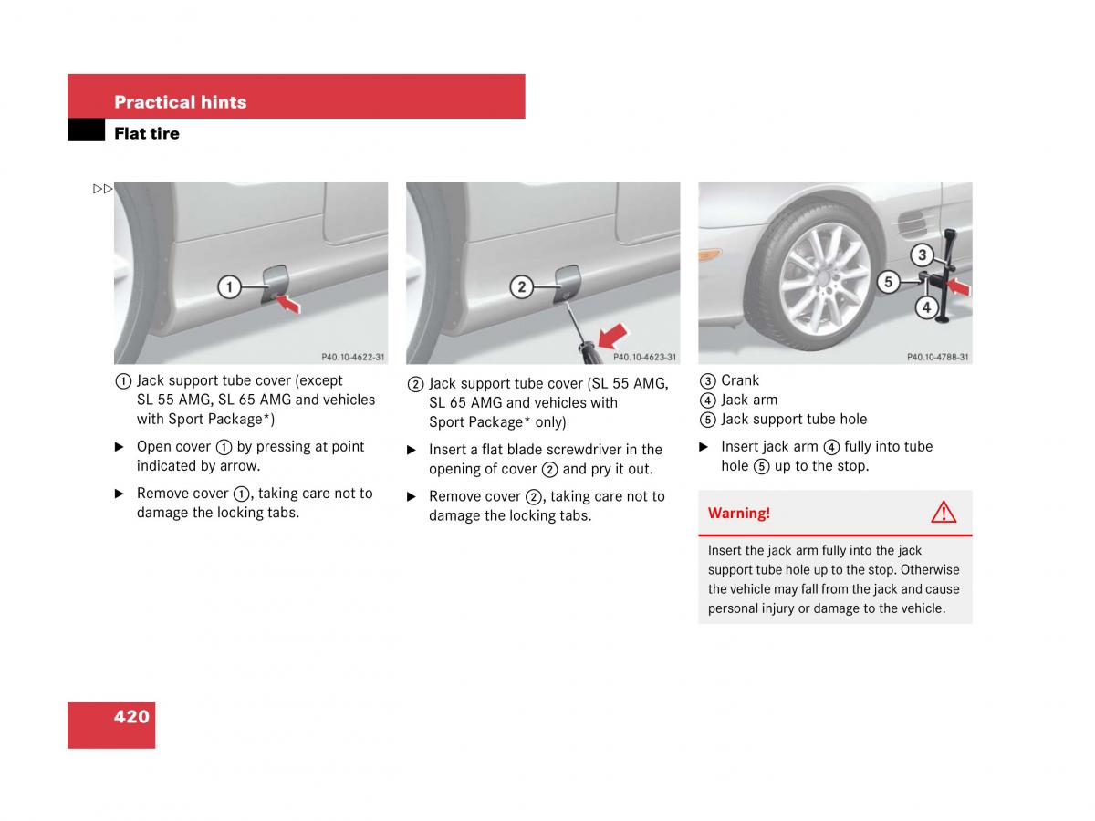 Mercedes Benz SL R230 owners manual / page 421