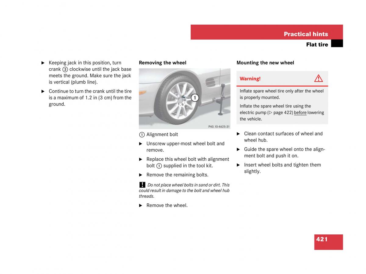 Mercedes Benz SL R230 owners manual / page 422