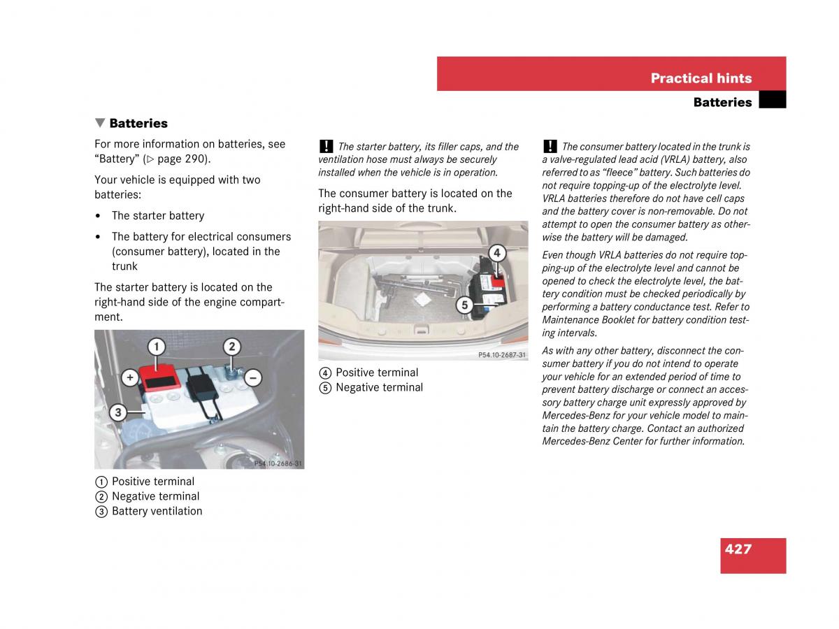 Mercedes Benz SL R230 owners manual / page 428