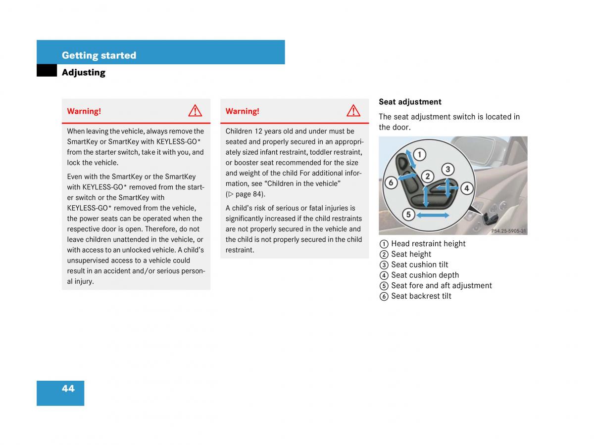 Mercedes Benz SL R230 owners manual / page 44