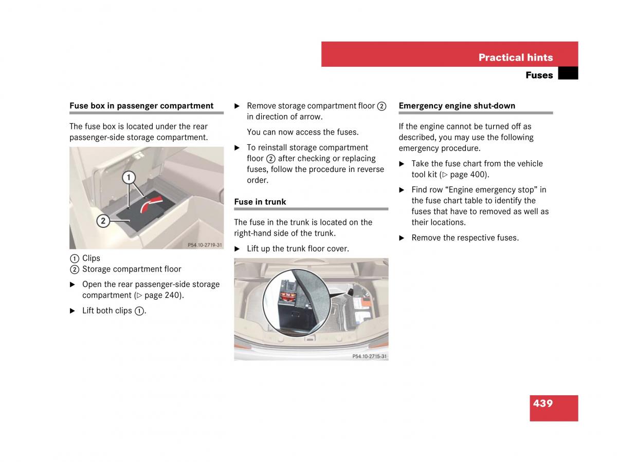 Mercedes Benz SL R230 owners manual / page 440