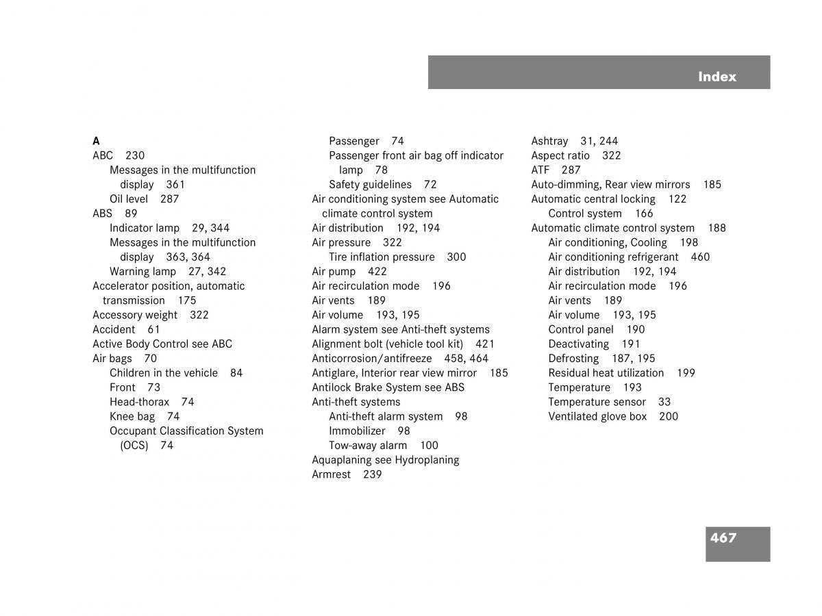 Mercedes Benz SL R230 owners manual / page 468