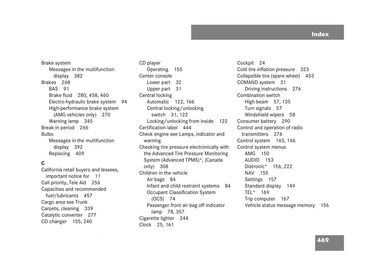 Mercedes Benz SL R230 owners manual / page 470