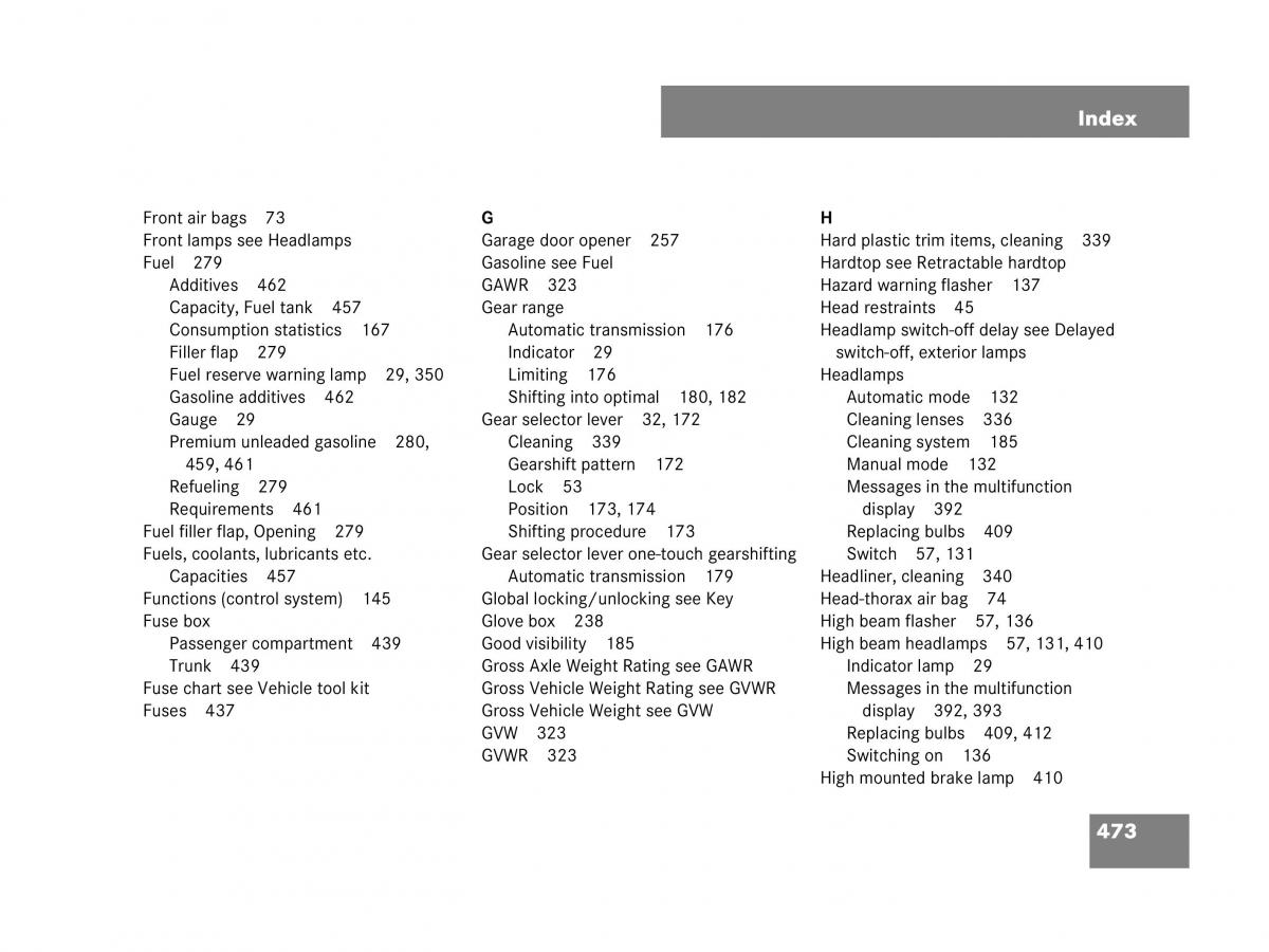 Mercedes Benz SL R230 owners manual / page 474