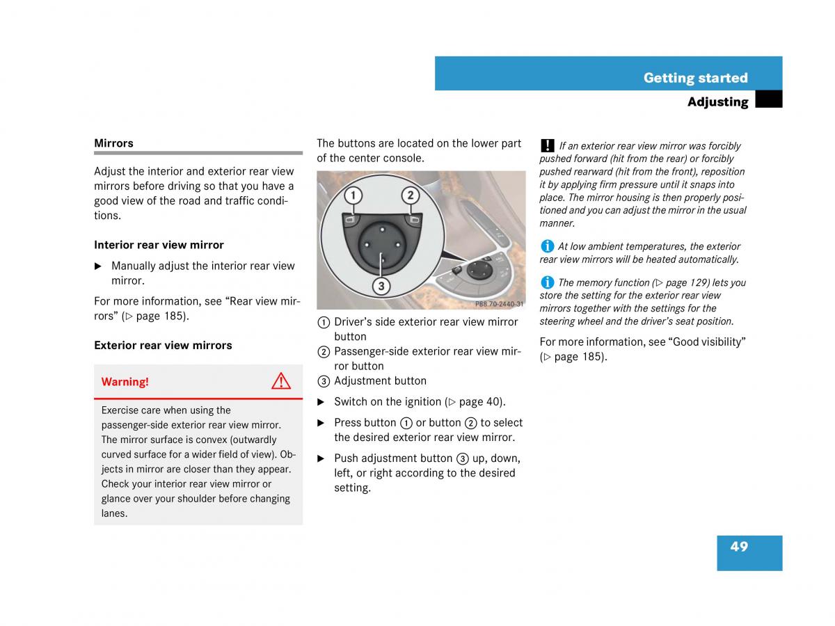 Mercedes Benz SL R230 owners manual / page 49