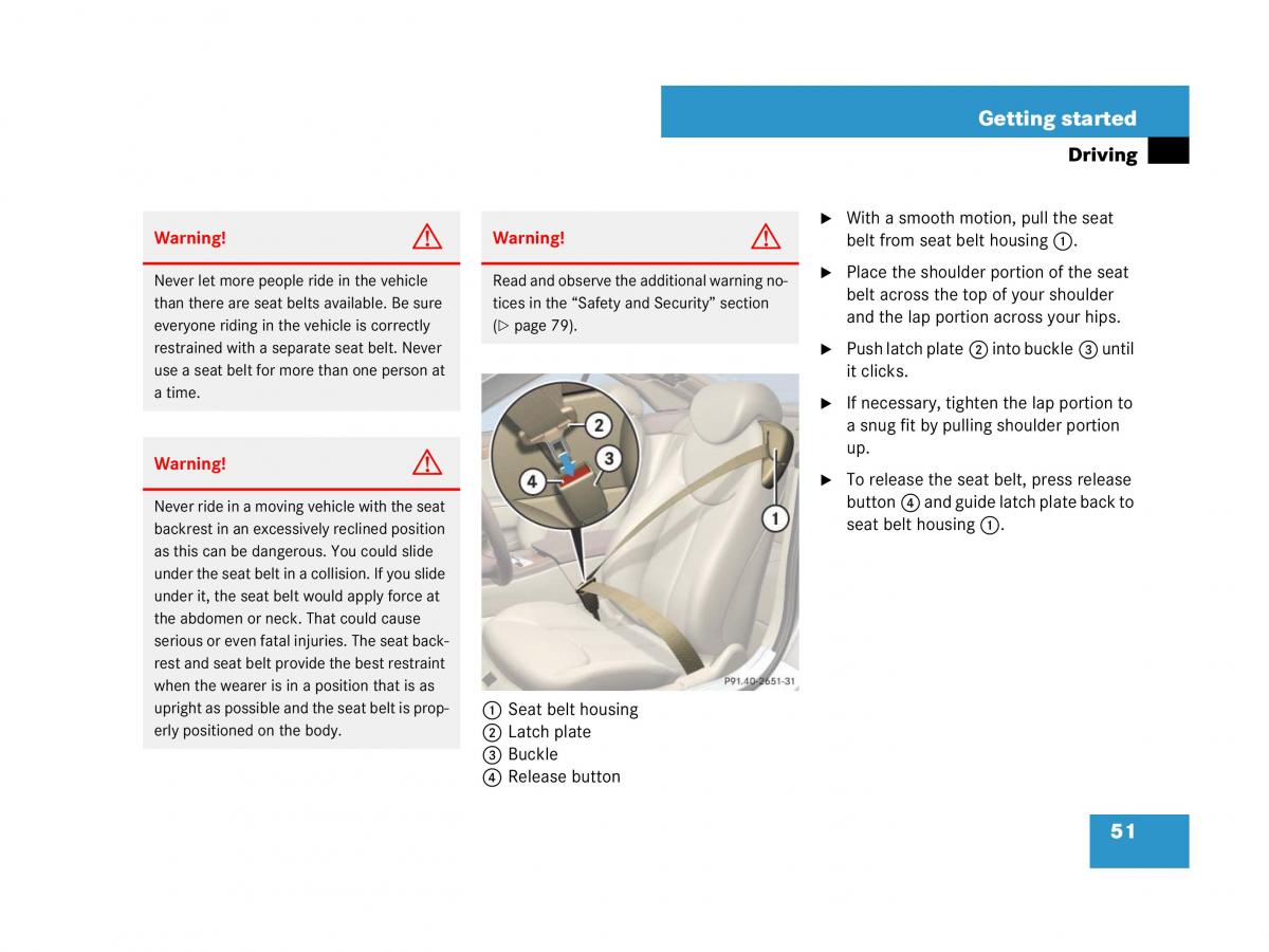 Mercedes Benz SL R230 owners manual / page 51