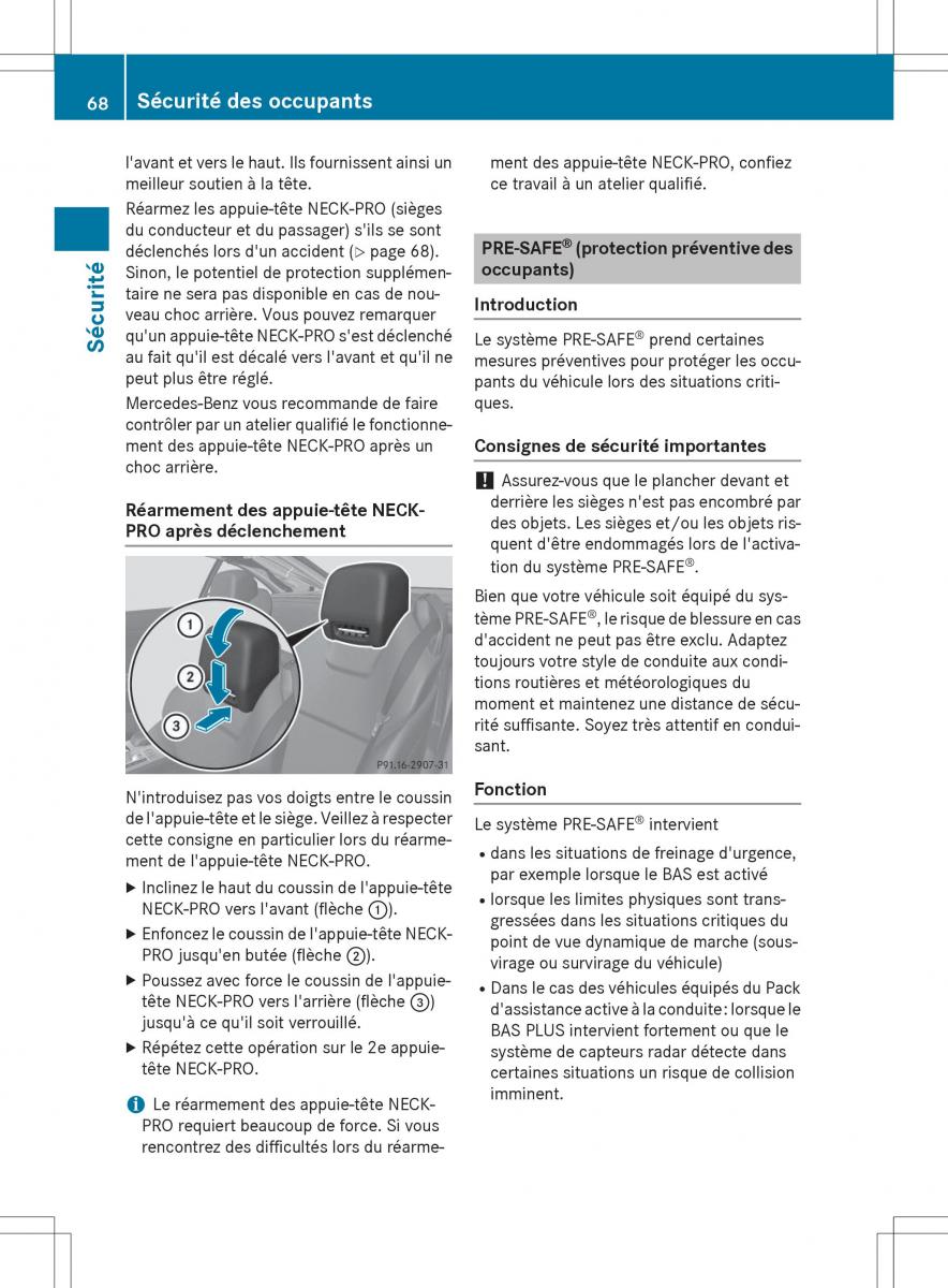 Mercedes Benz SL Coupe R231 manuel du proprietaire / page 70