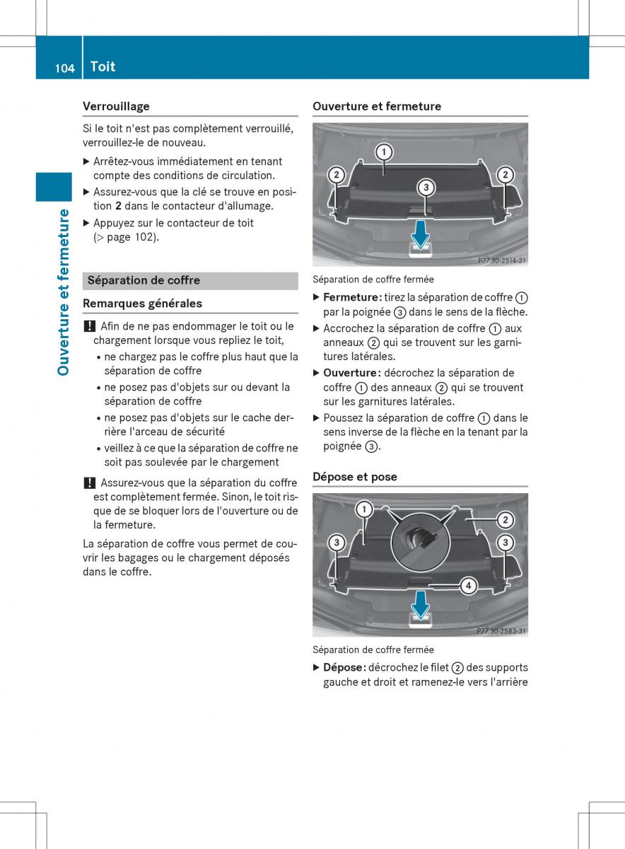 Mercedes Benz SL Coupe R231 manuel du proprietaire / page 106