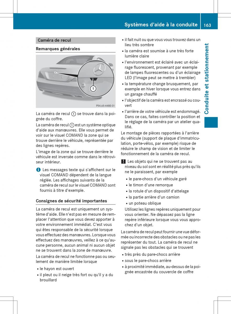 Mercedes Benz SL Coupe R231 manuel du proprietaire / page 165