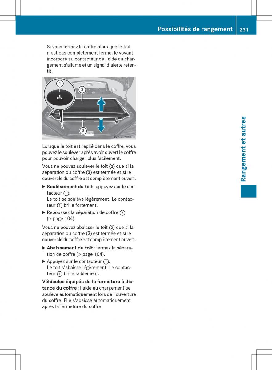 Mercedes Benz SL Coupe R231 manuel du proprietaire / page 233