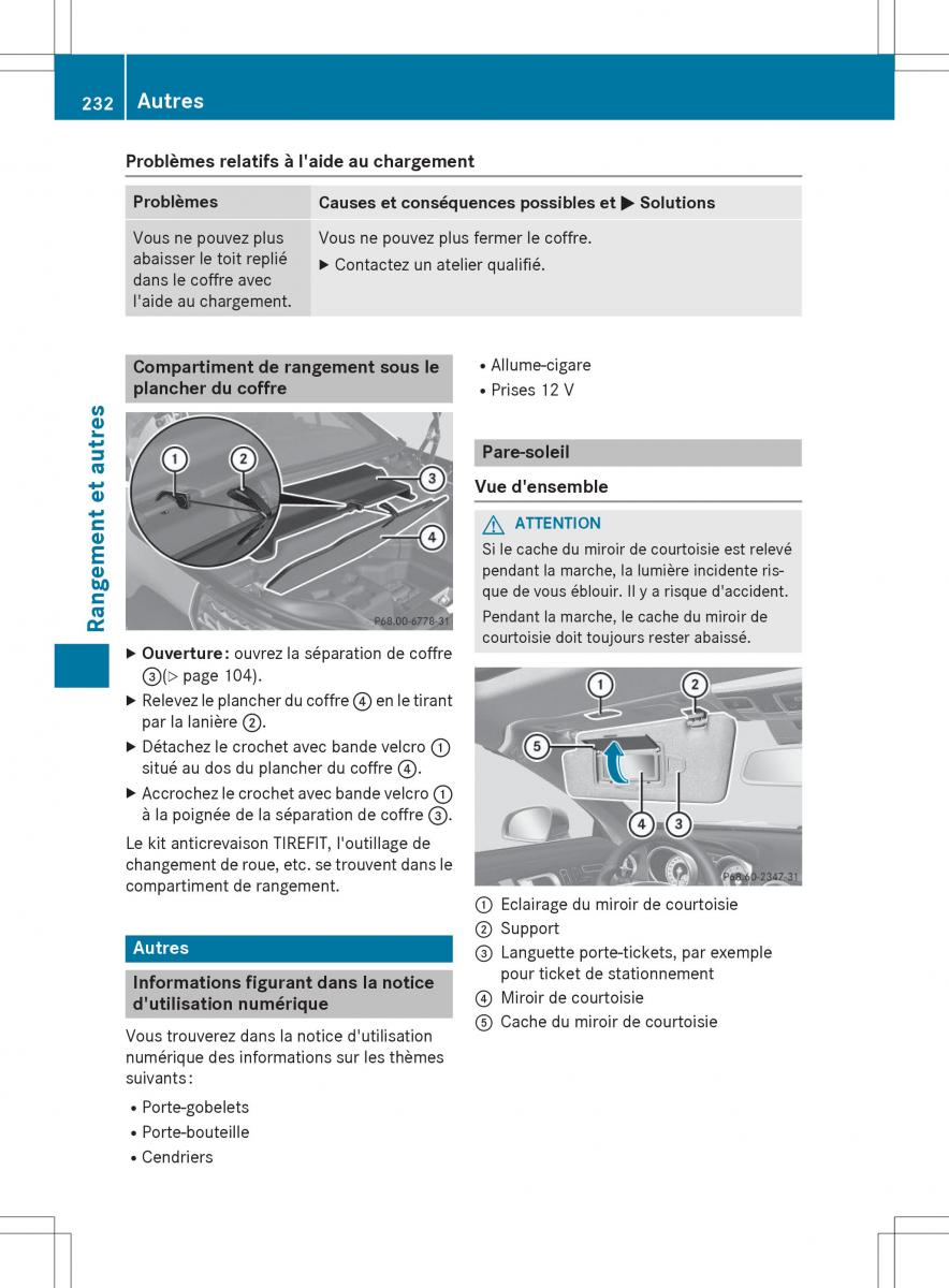 Mercedes Benz SL Coupe R231 manuel du proprietaire / page 234