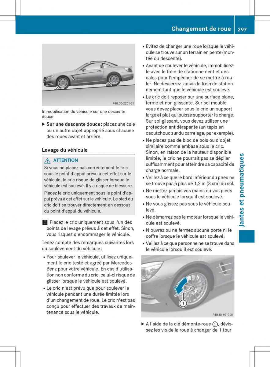 Mercedes Benz SL Coupe R231 manuel du proprietaire / page 299