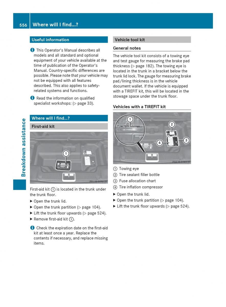 Mercedes Benz SL R231 owners manual / page 558