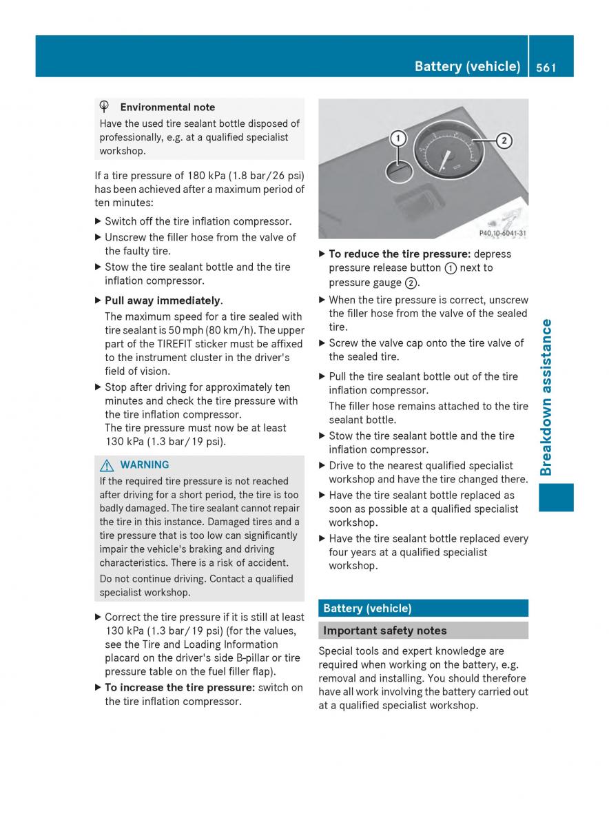 Mercedes Benz SL R231 owners manual / page 563