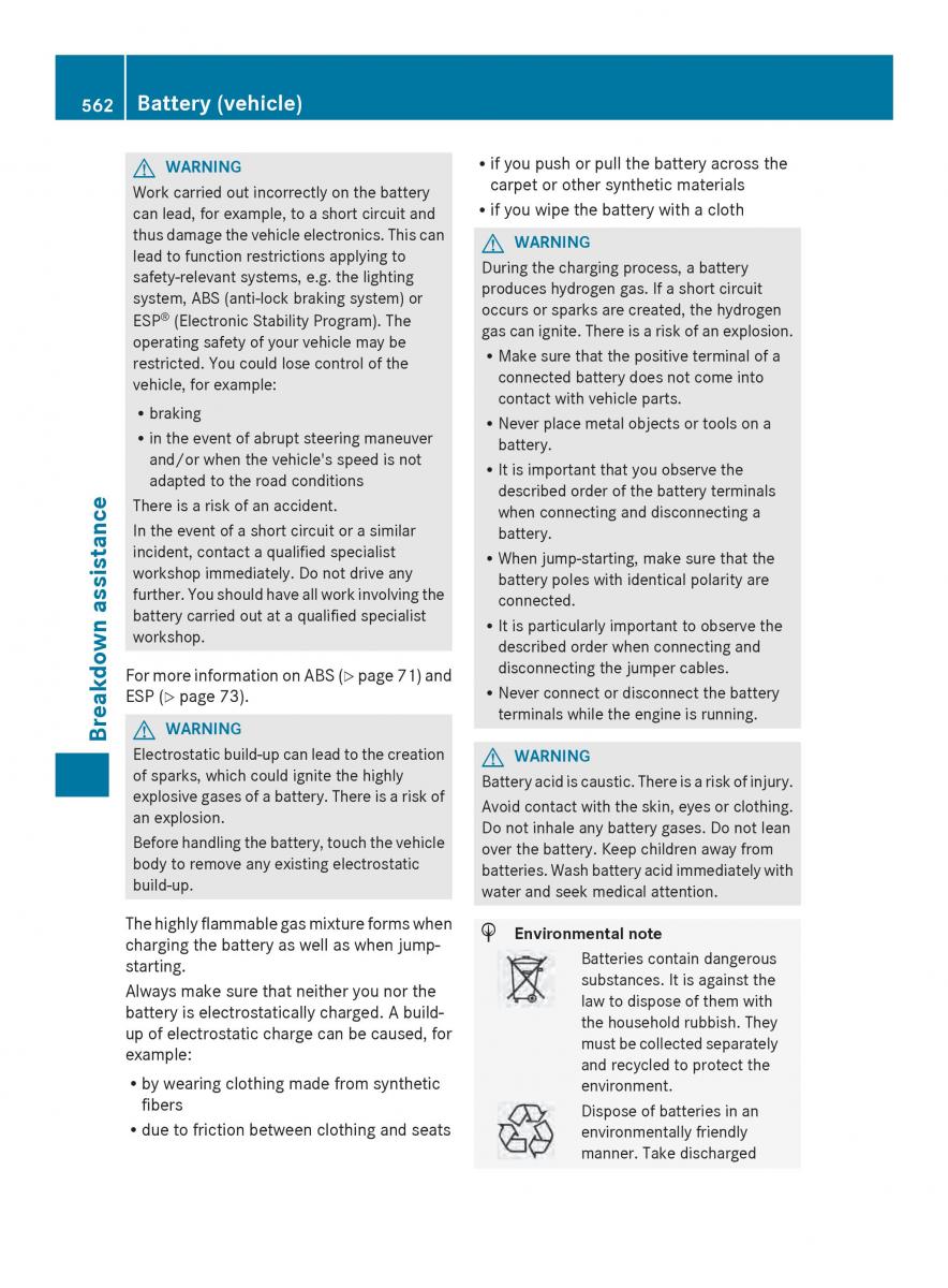 Mercedes Benz SL R231 owners manual / page 564