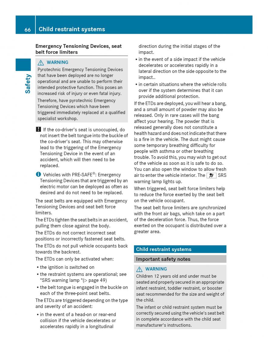 Mercedes Benz SL R231 owners manual / page 68