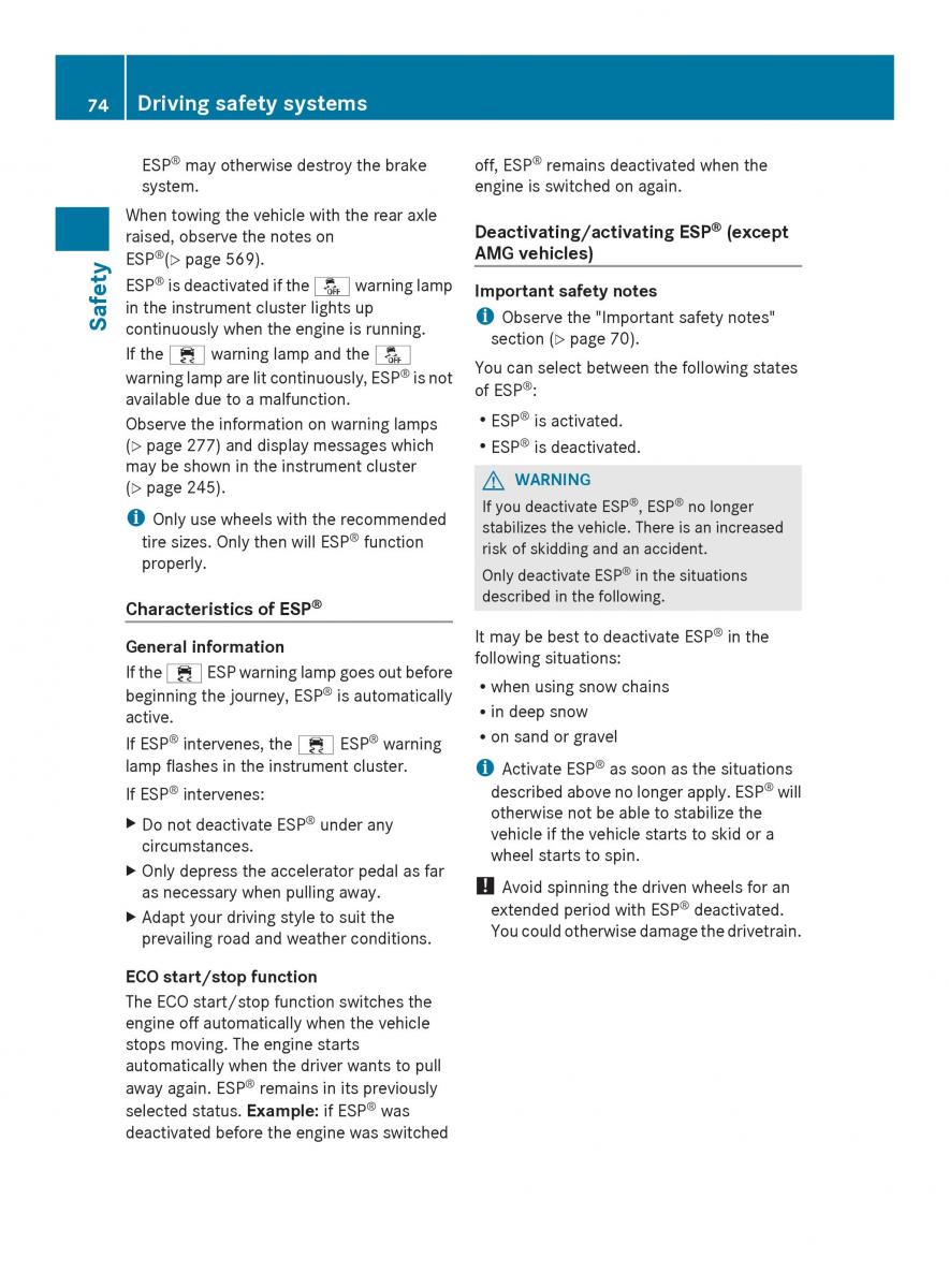 Mercedes Benz SL R231 owners manual / page 76