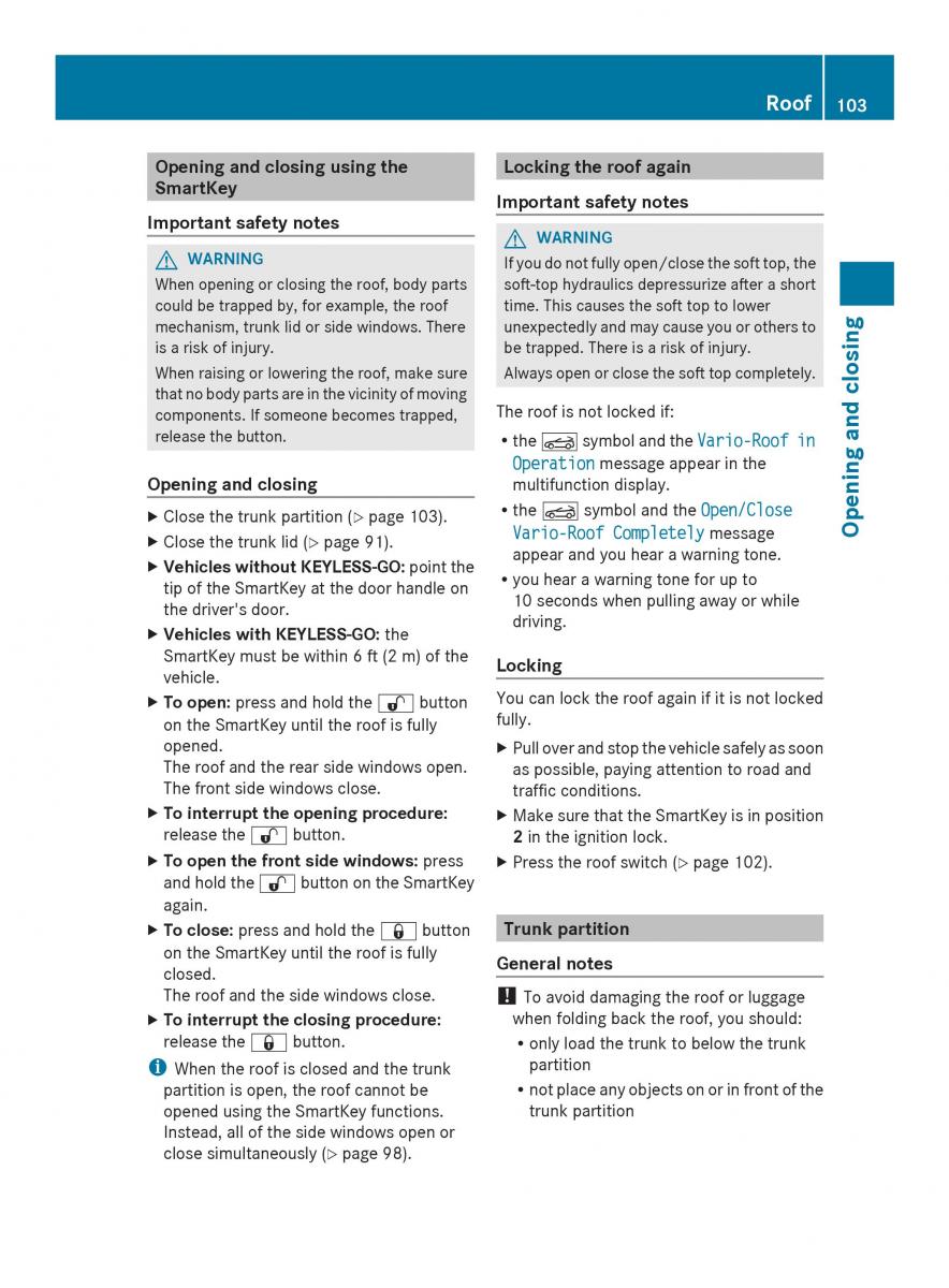 Mercedes Benz SL R231 owners manual / page 105