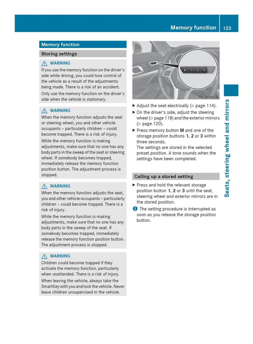 Mercedes Benz SL R231 owners manual / page 125