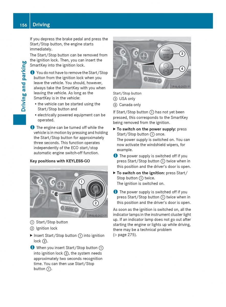 Mercedes Benz SL R231 owners manual / page 158