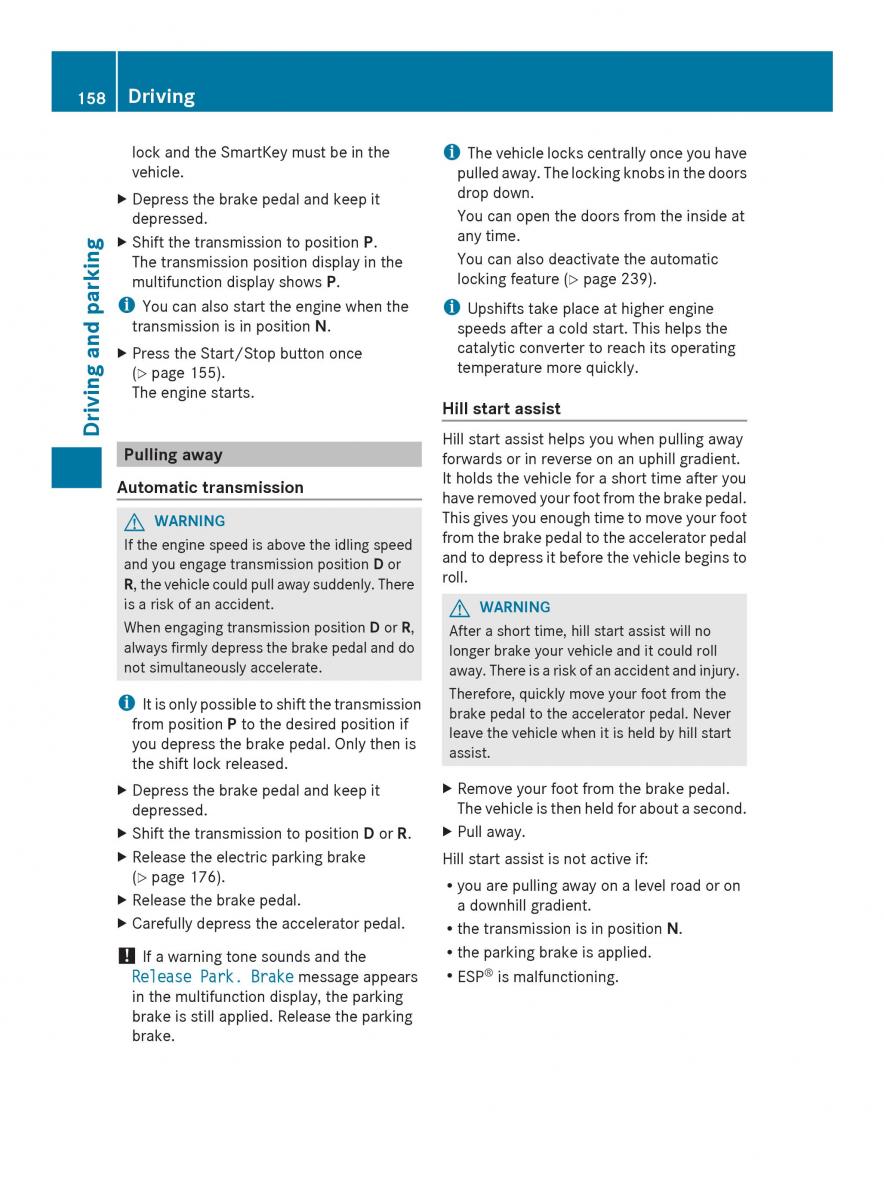 Mercedes Benz SL R231 owners manual / page 160