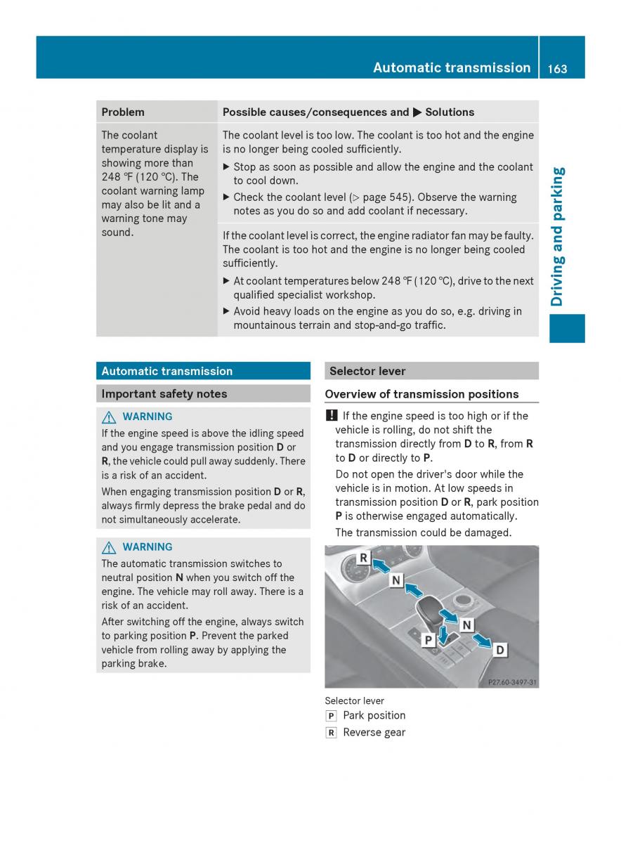 Mercedes Benz SL R231 owners manual / page 165